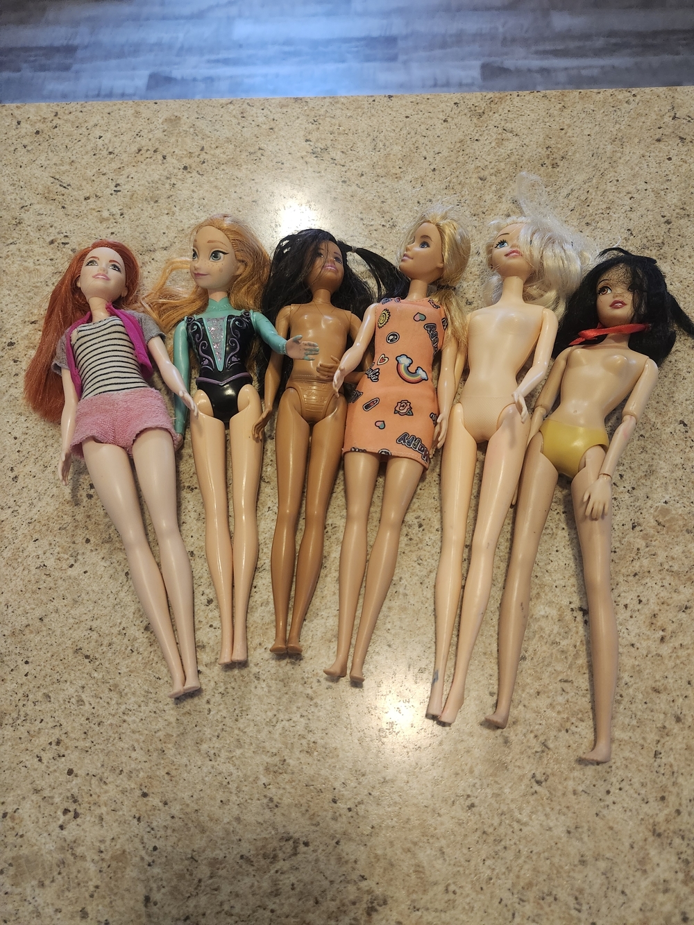 Barbie Multi-Doll Lot with Pink, Black, Orange, Yellow, Blonde & Red Accents